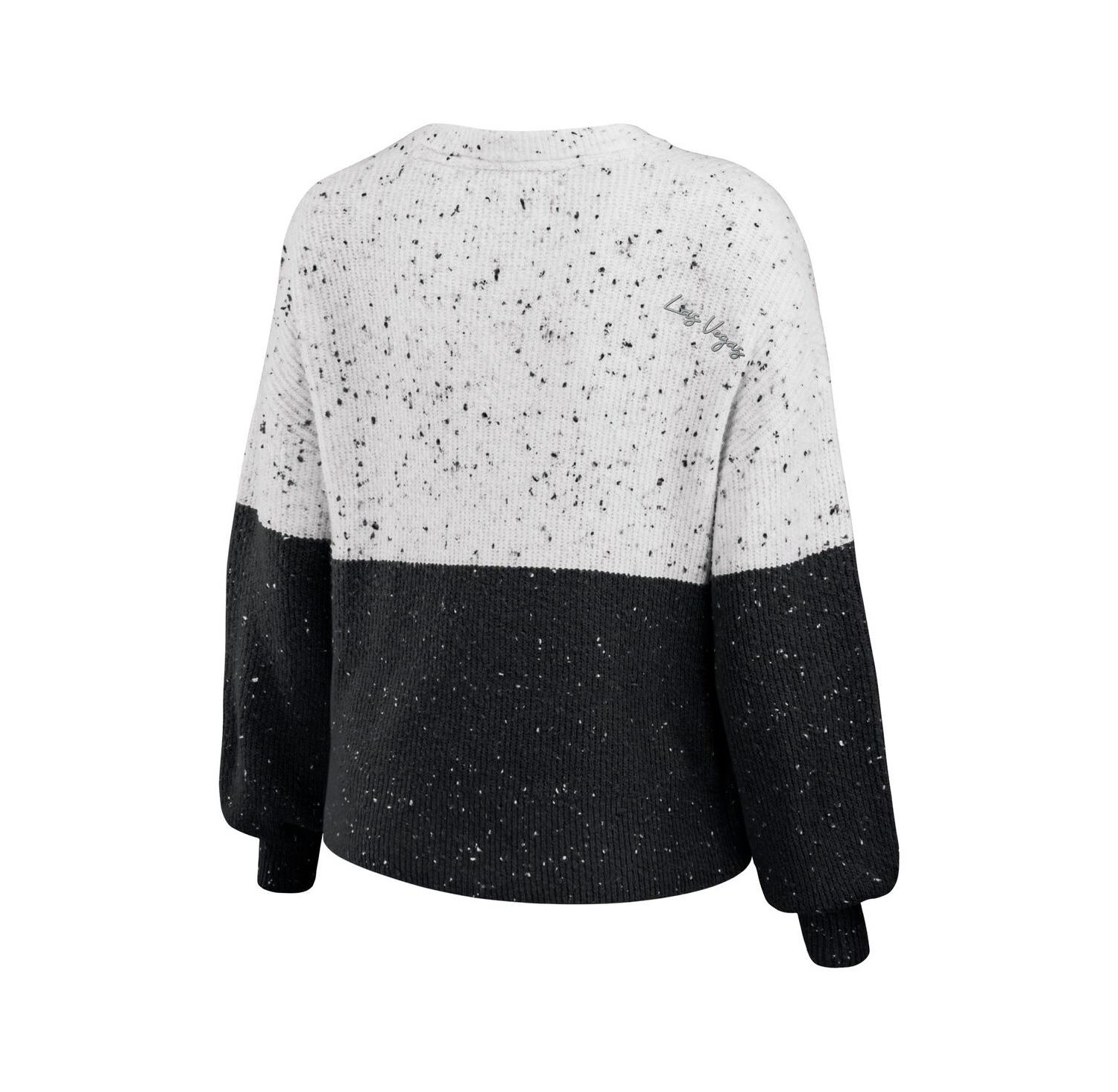 Women's White, Black Las Vegas Raiders Color-Block Pullover Sweater