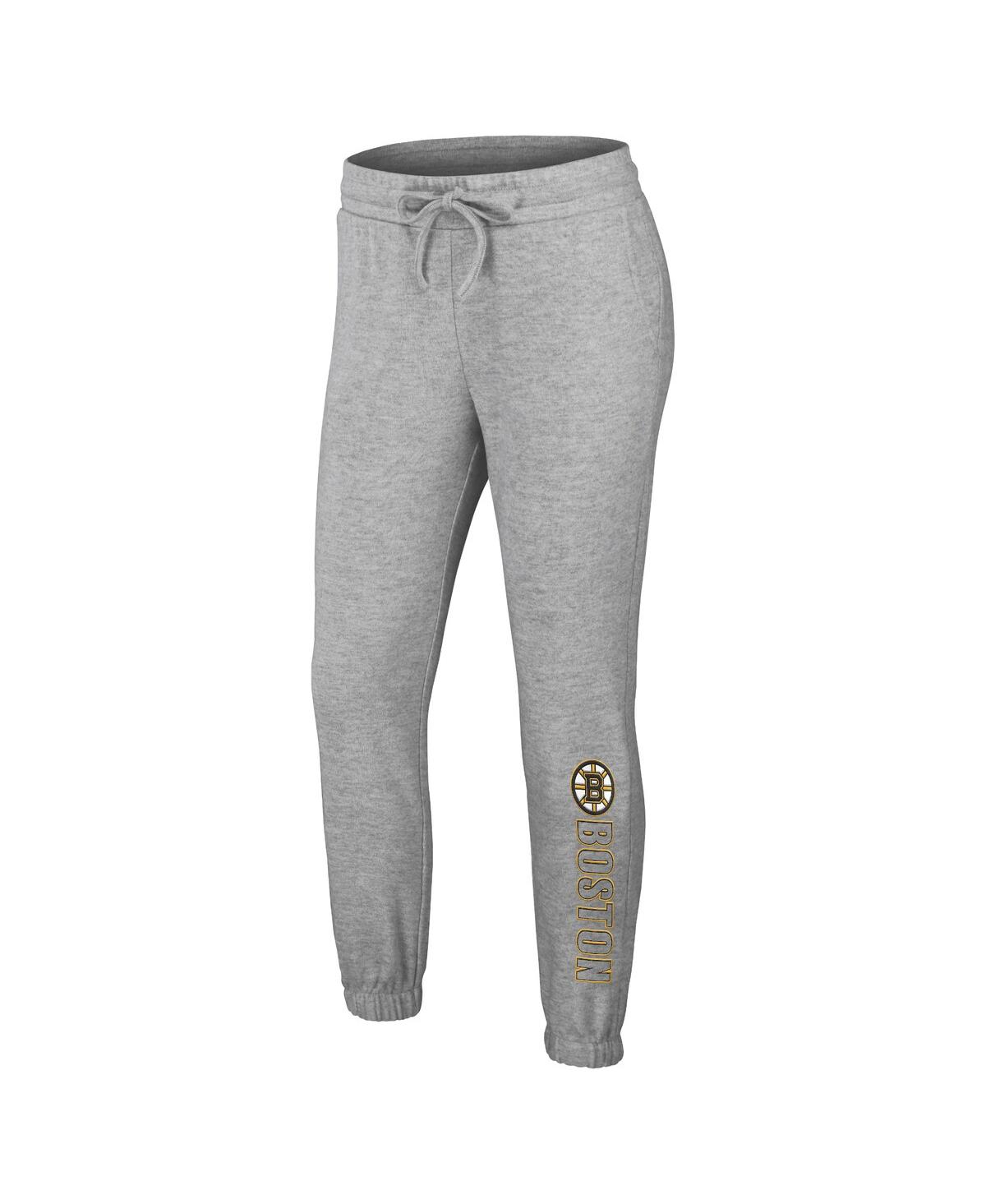 Shop Wear By Erin Andrews Women's  Heather Gray Boston Bruins Knit Long Sleeve Tri-blend T-shirt And Pants