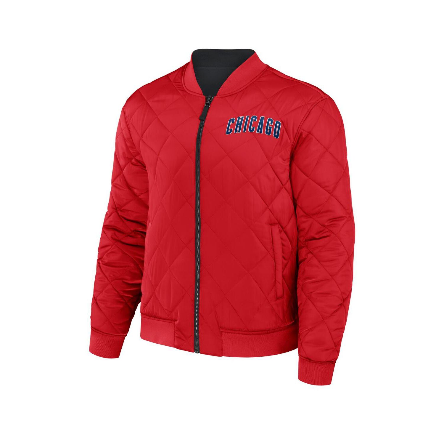 Men's Darius Rucker Collection by Black, Red Chicago Cubs Reversible Full-Zip Bomber Jacket