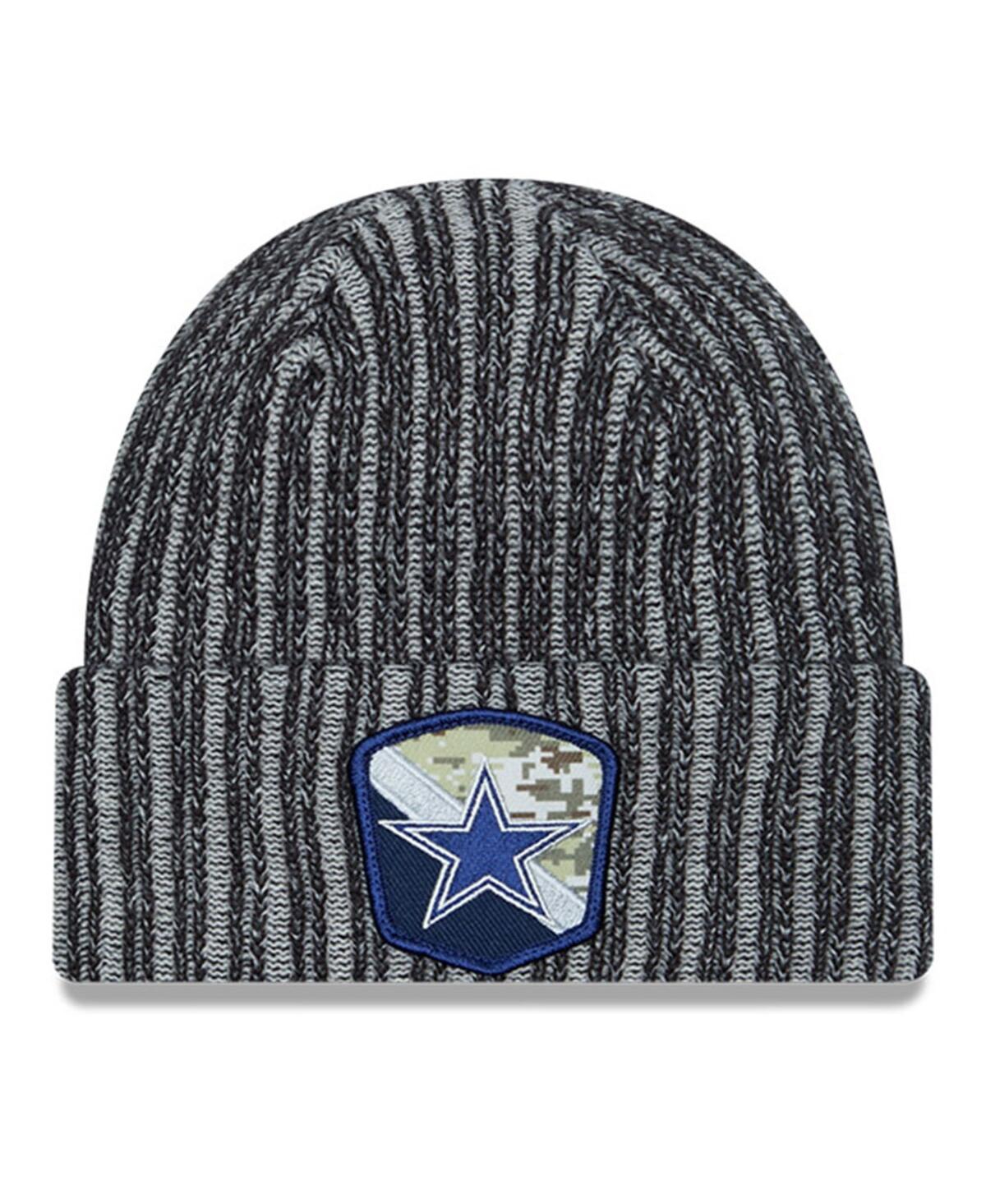 New Era Kids' Youth Boys  Black Dallas Cowboys 2023 Salute To Service Cuffed Knit Hat In Gray