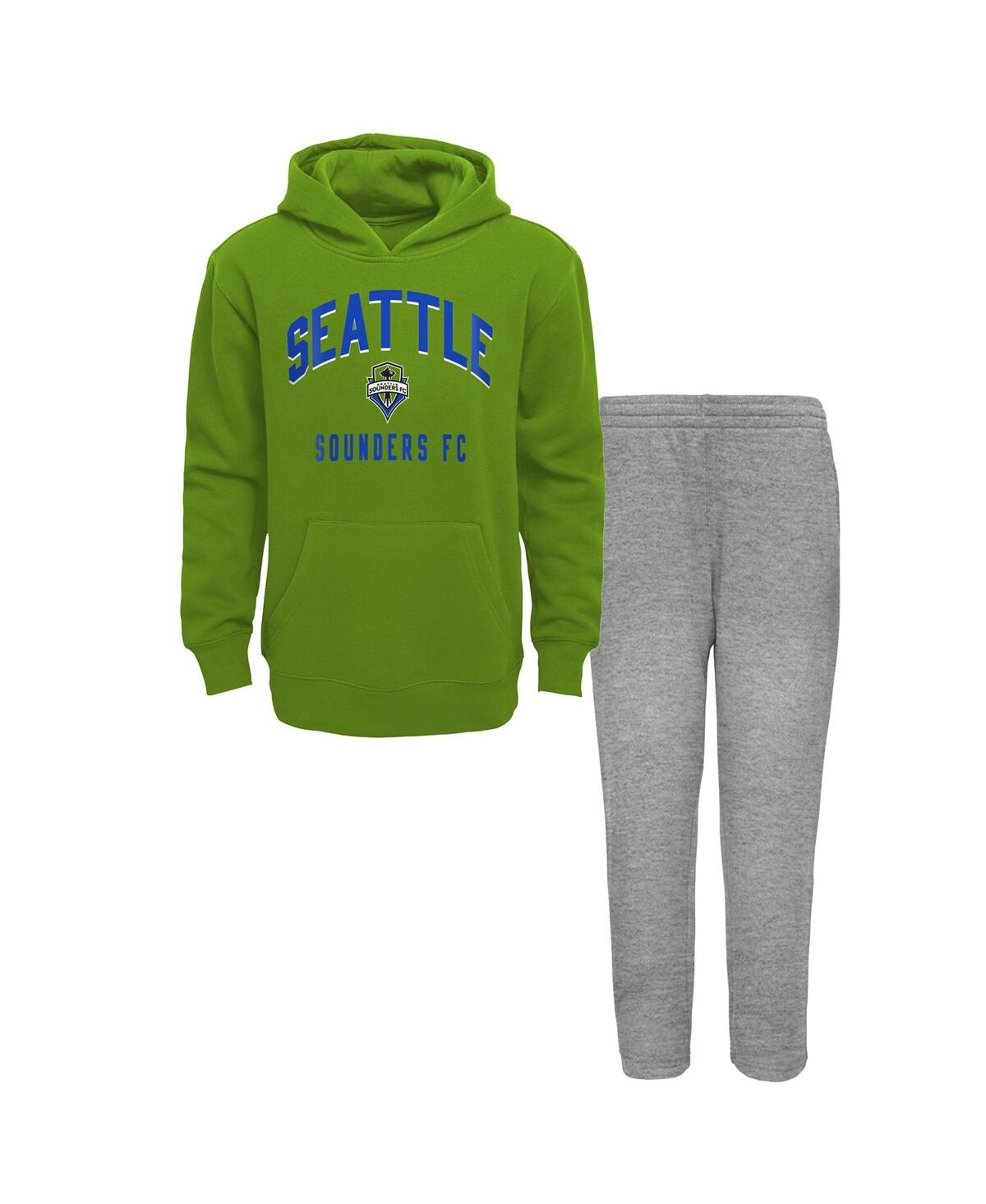 Outerstuff Kids' Big Boys Green, Gray Seattle Sounders Fc Play-by-play Pullover Fleece Hoodie And Pants Set In Green,gray