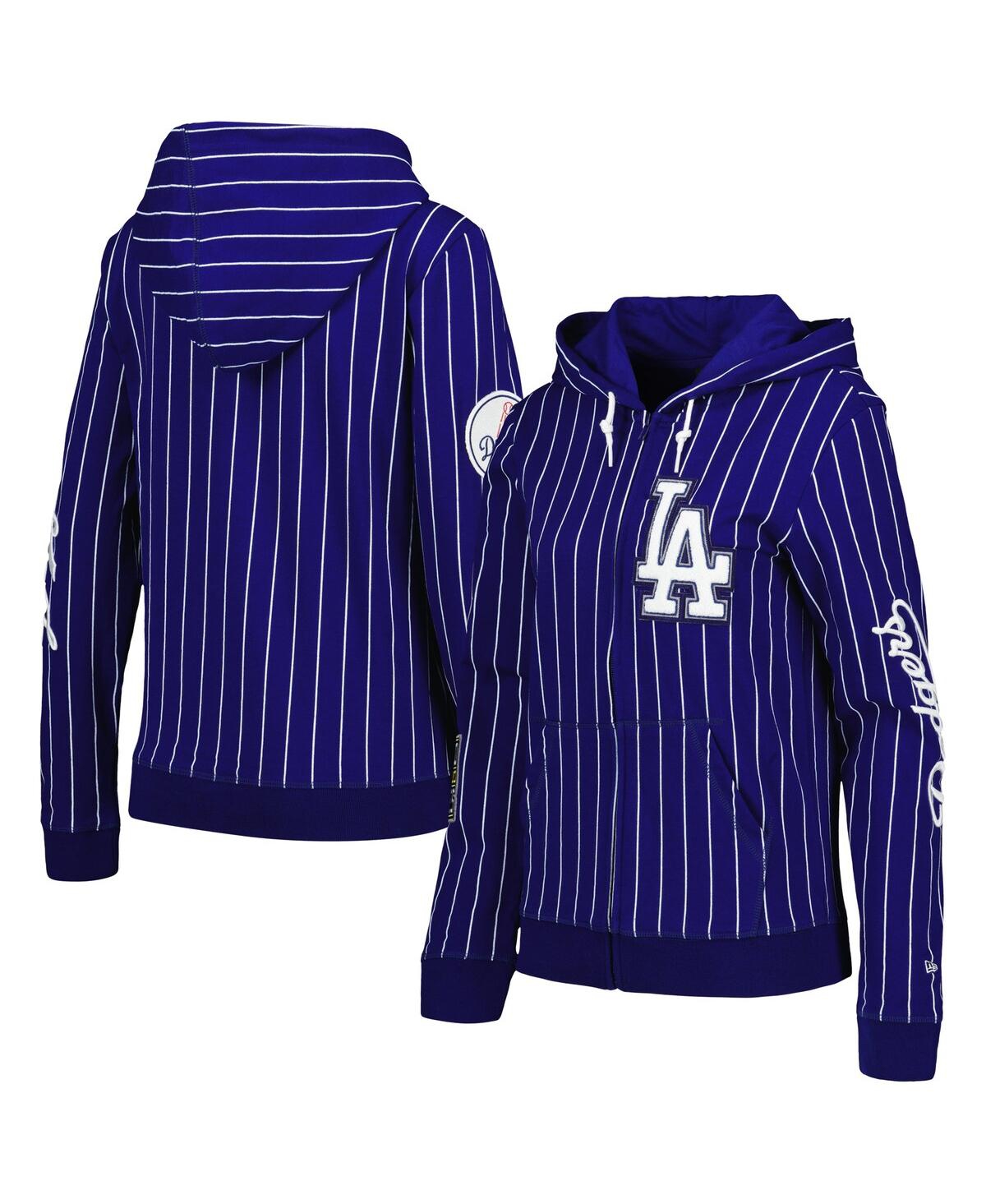 Shop New Era Women's  Royal Los Angeles Dodgers Pinstripe Tri-blend Full-zip Jacket