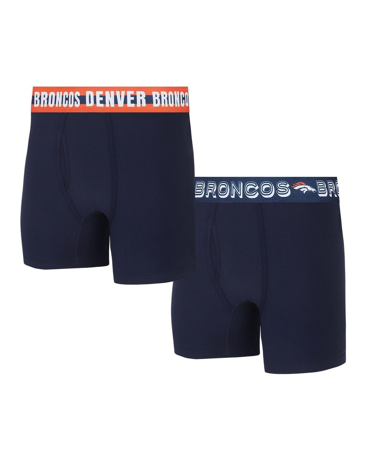 Shop Concepts Sport Men's  Denver Broncos Gauge Knit Boxer Brief Two-pack In Navy