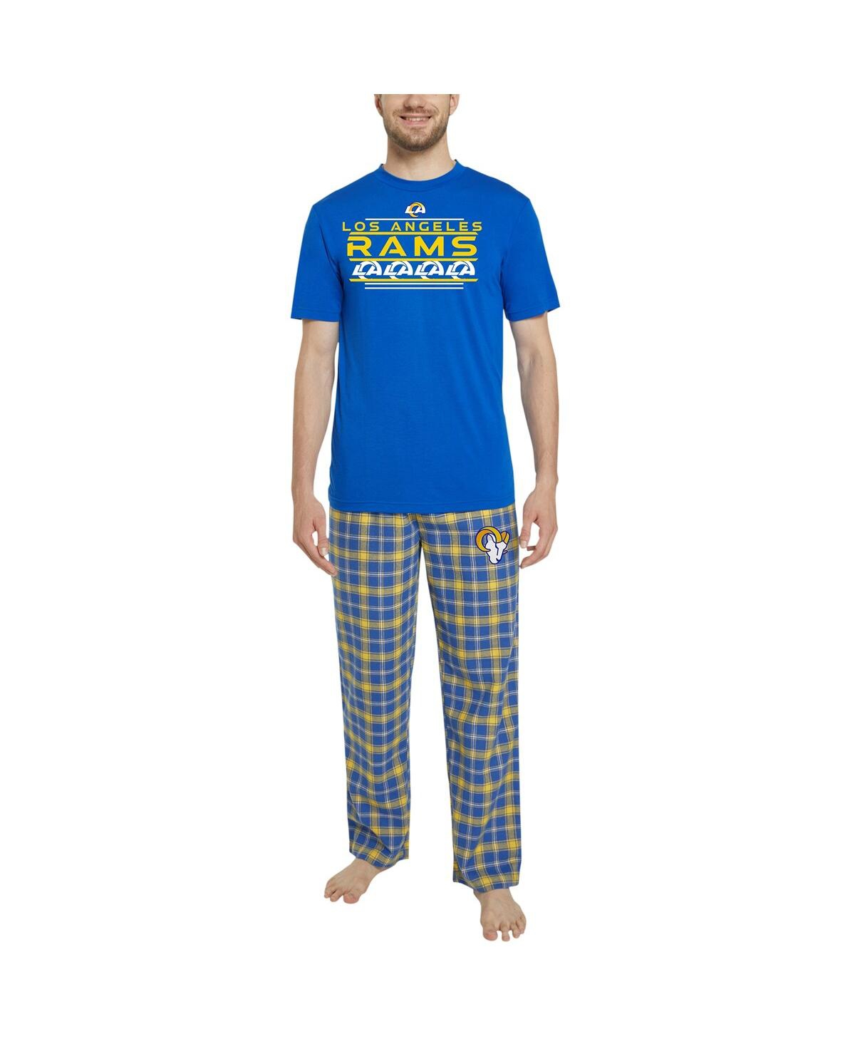 Shop Concepts Sport Men's  Royal, Gold Los Angeles Rams Arcticâ T-shirt And Flannel Pants Sleep Set In Royal,gold