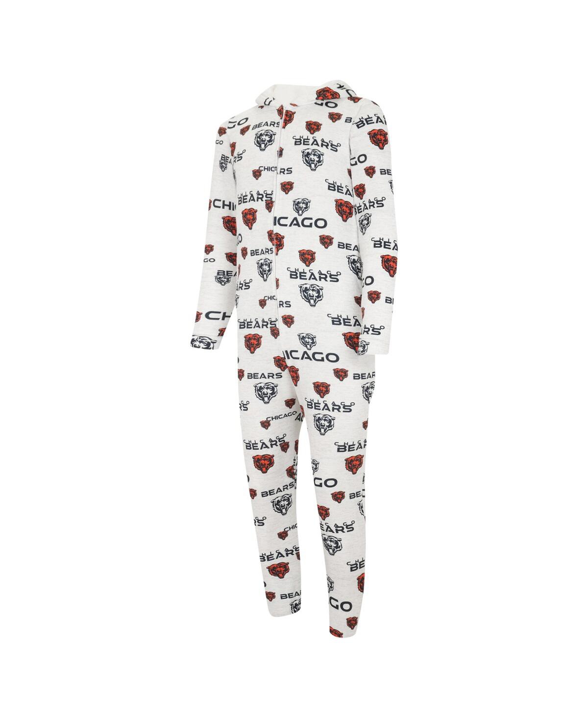 Shop Concepts Sport Men's  White Chicago Bears Allover Print Docket Union Full-zip Hooded Pajama Suit
