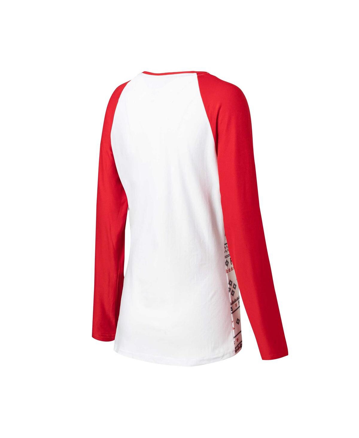 Shop Concepts Sport Women's  White, Red Atlanta Falcons Tinselâ Raglan Long Sleeve T-shirt And Pants Sleep In White,red