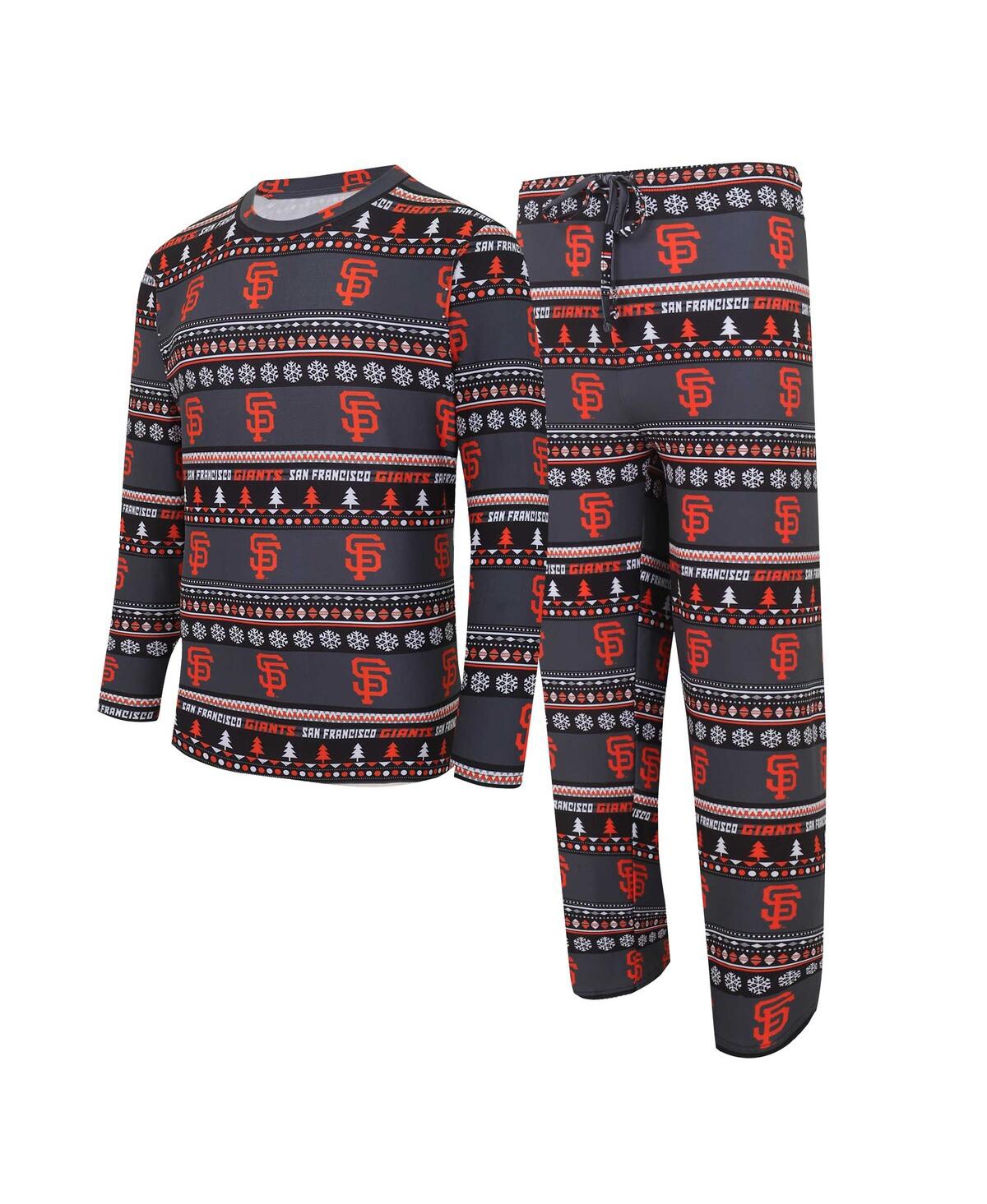 Shop Concepts Sport Men's  Black San Francisco Giants Knit Ugly Sweater Long Sleeve Top And Pants Set