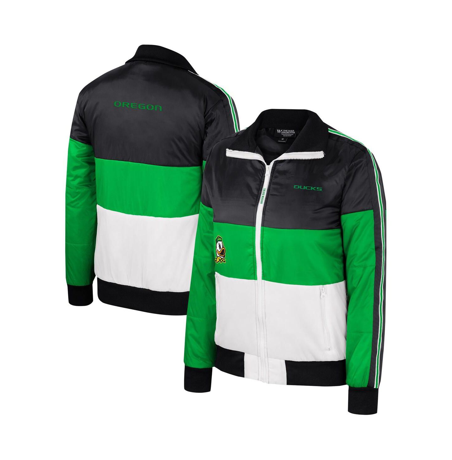 Женская куртка The Wild Collective Green Oregon Ducks Color-Block Puffer Full-Zip — фото 1