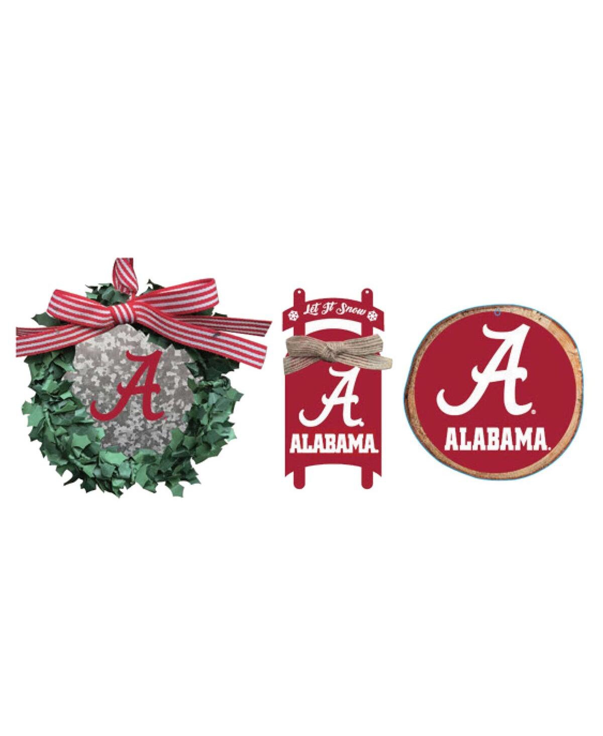 Memory Company The  Alabama Crimson Tide Three-pack Wreath, Sled And Circle Ornament Set In Multi