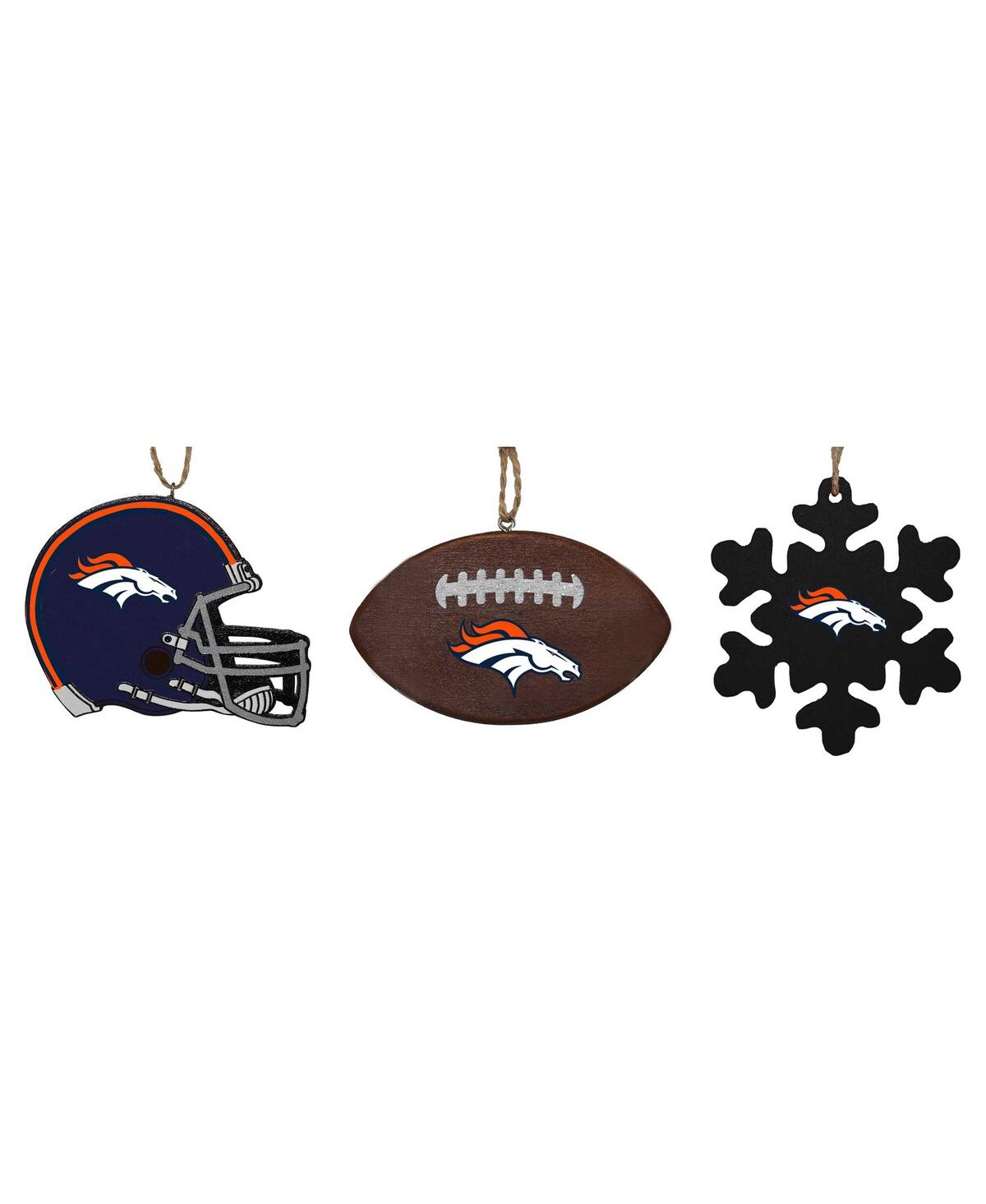 The Memory Company Denver Broncos Three-Pack Helmet, Football and Snowflake Ornament Set - Multi
