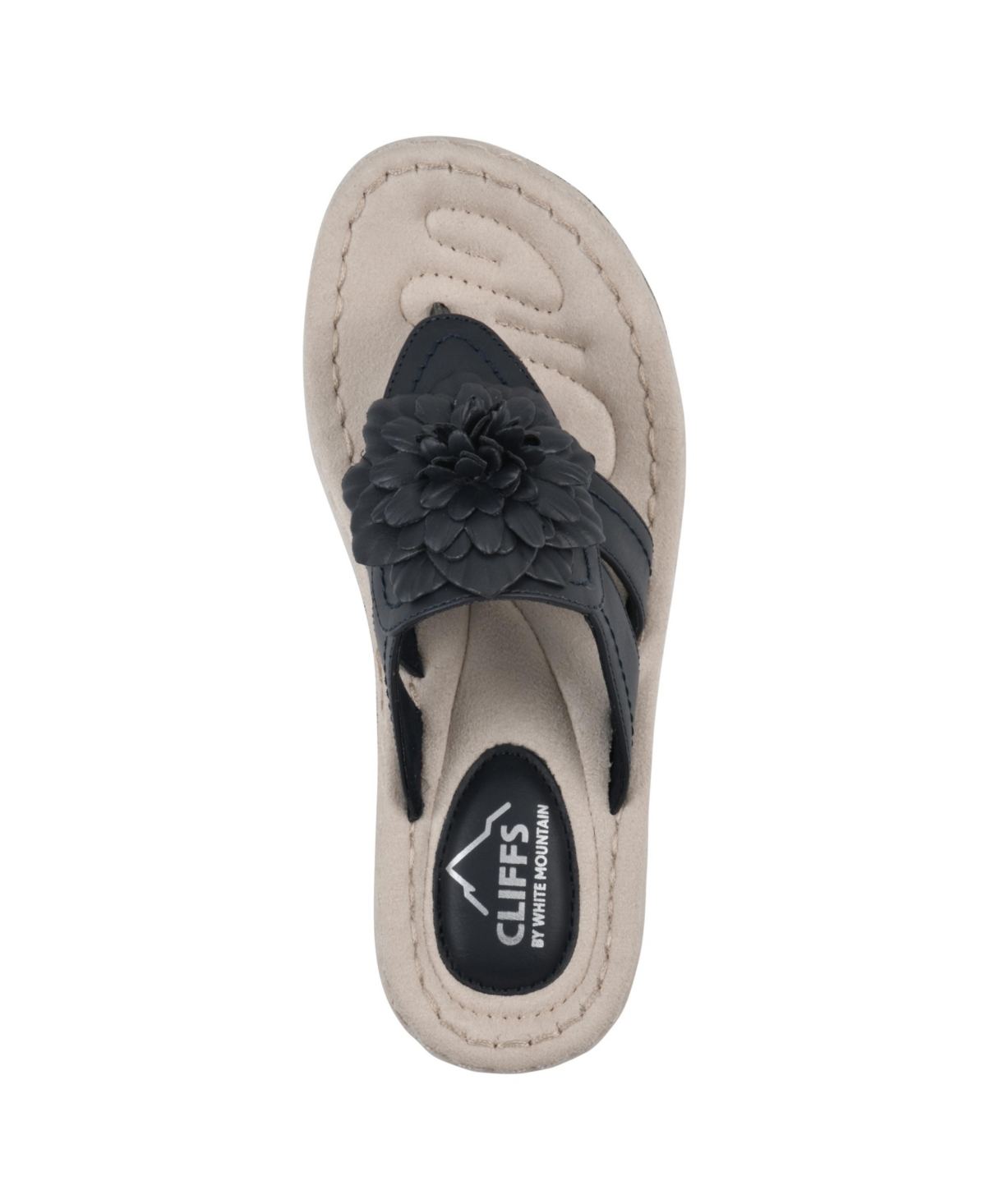 Cliffs by White Mountain Women's Cassia Thong Sandal - Navy Smooth- Polyurethane