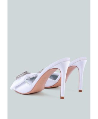 Women's Brag In Rhinestone Embellished Bow Satin Heels sandals