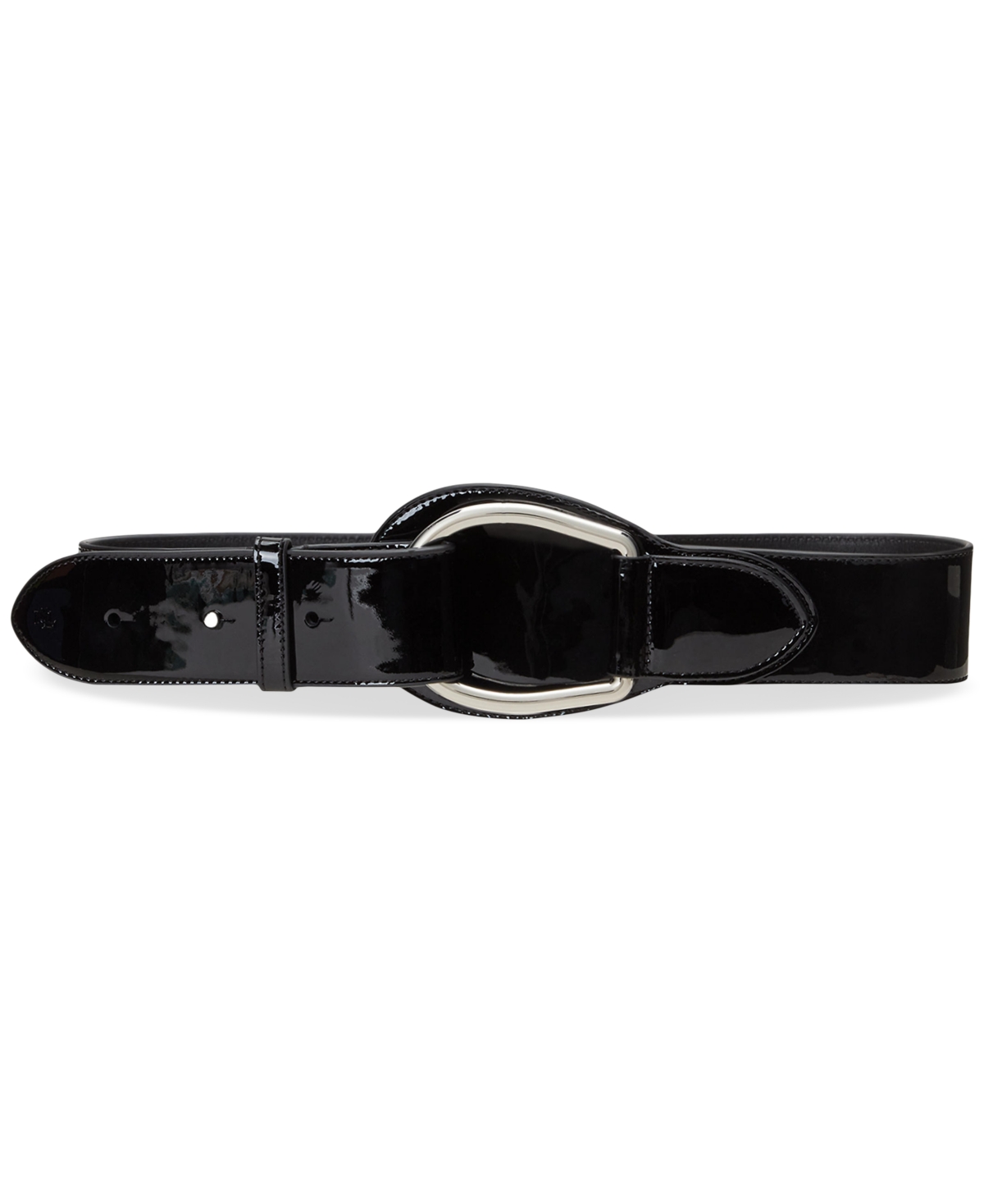 Shop Lauren Ralph Lauren Women's Patent Leather Wide D-ring Belt In Black
