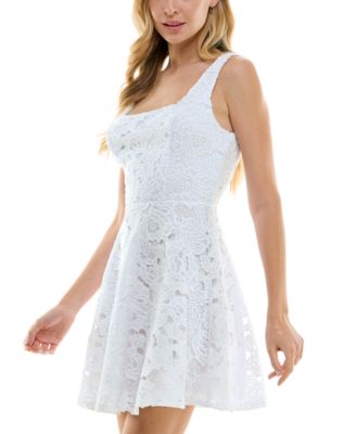 Juniors' Lace Square-Neck Skater Dress