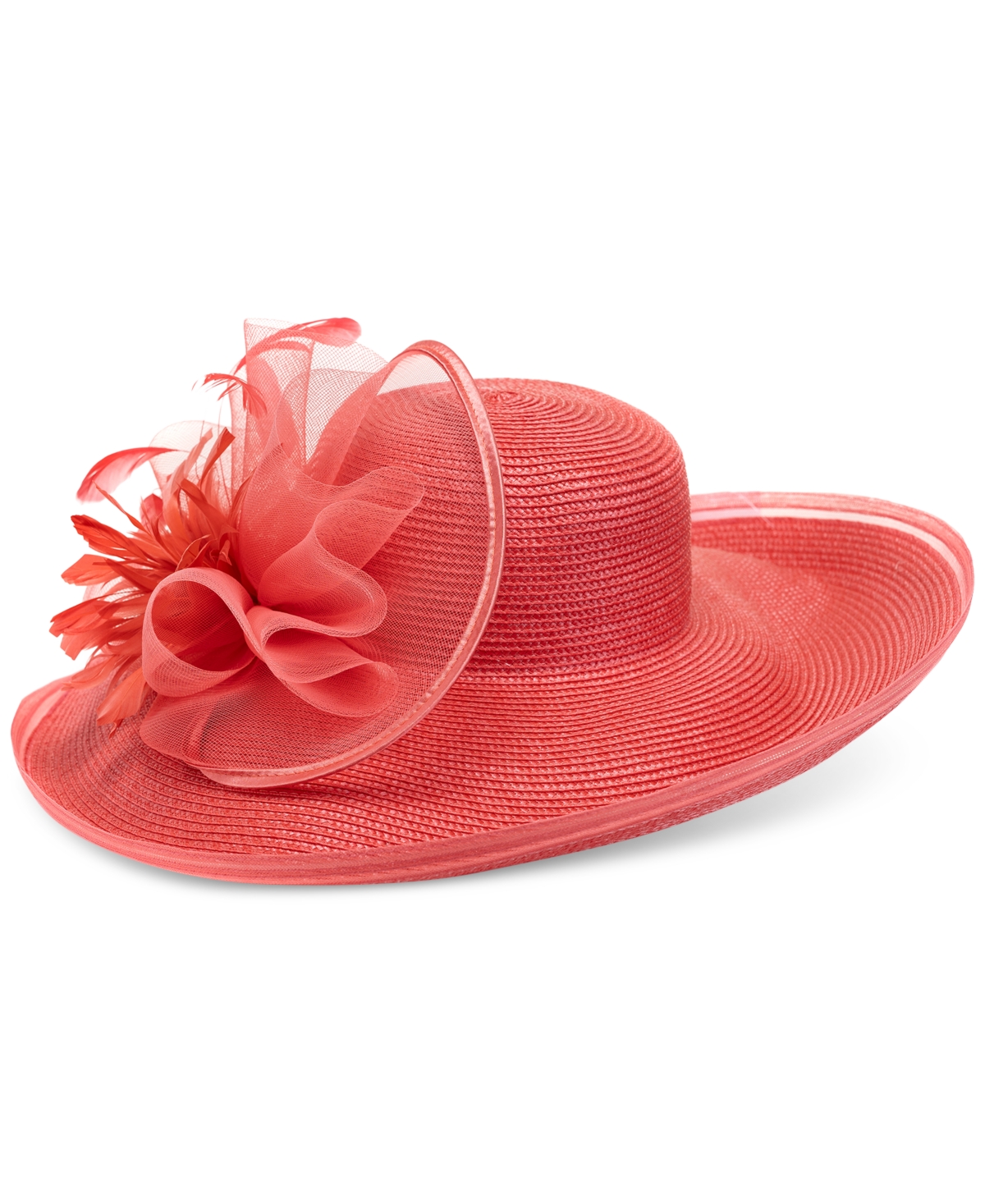 Women's Wide Striped-Brim Dressy Hat - Hot Pink
