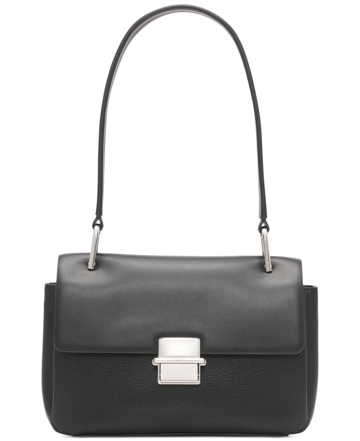 Calvin Klein Clove Push-lock Triple Compartment Tote Bag In Black,silver