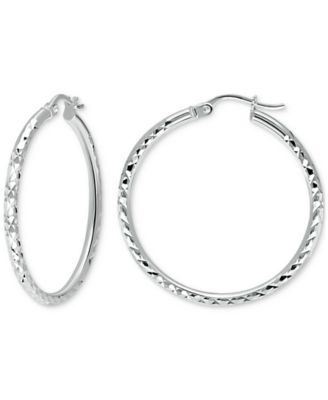 Giani Bernini - Textured Medium Hoop Earrings in Sterling Silver, 30mm
