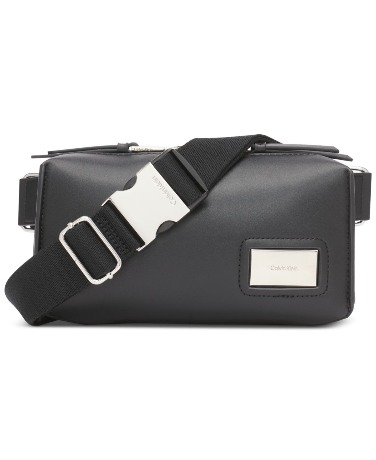 Calvin Klein Beecher Belt Bag With Adjustable Web Strap In Black,silver