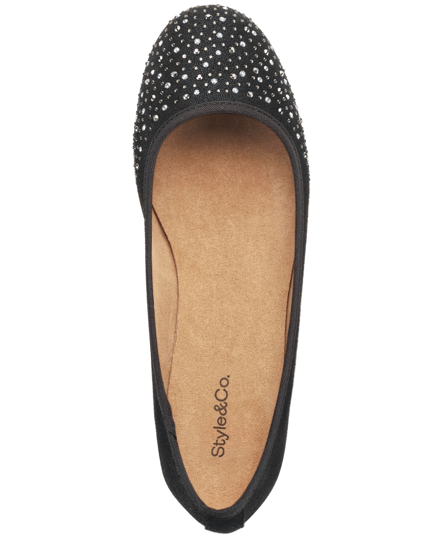 Женские балетки Style & Co Angelynn Rhinestone Glitter Ballet Flats, цвет: Чёрный — фото 4