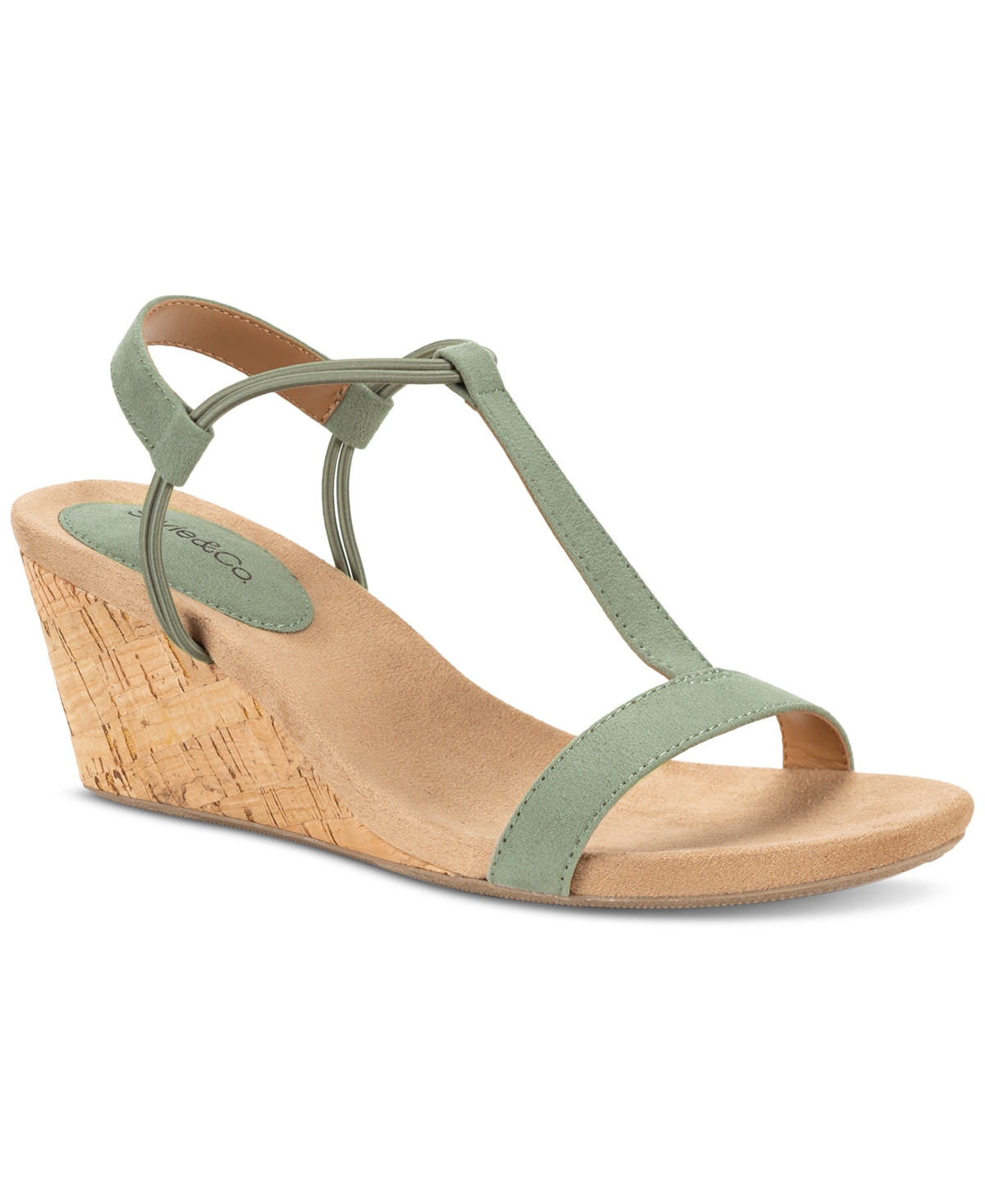 Shop Style & Co Women's Mulan Wedge Sandals, Created For Macy's In Sage Micro