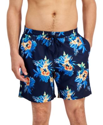 Club Room - Men's Afelo Floral-Print Quick-Dry 7" Swim Trunks
