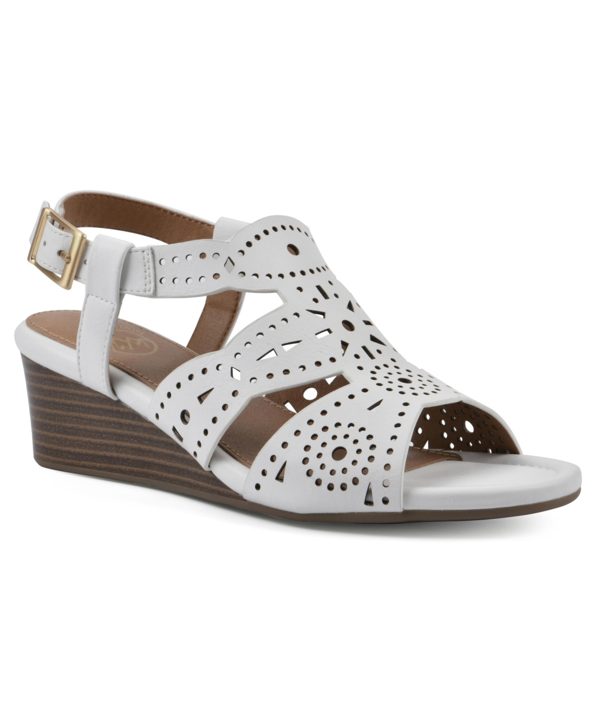 White Mountain Brush Up Wedge Sandals In White Smooth