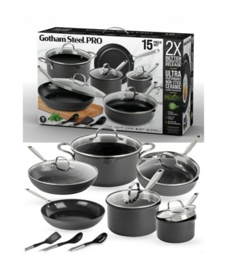 Professional 2x Hard Anodized 15-Piece Ceramic Nonstick Cookware Set
