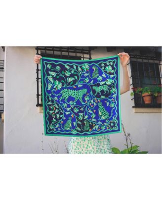 Double Sided Silk Scarf Of Leopards In The Verdant Wild