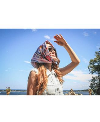 Double Sided Silk Scarf Of Pink Garden