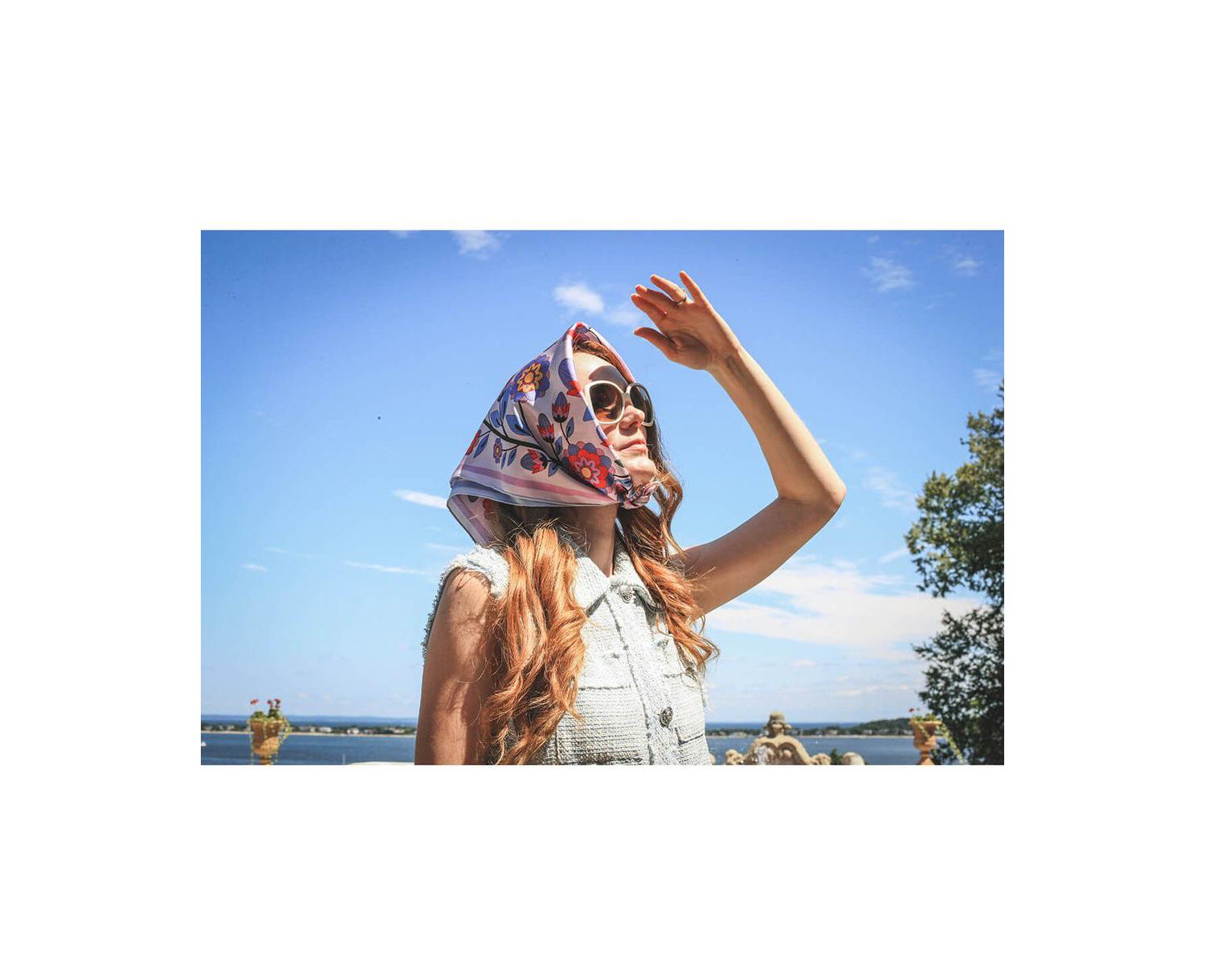 Double Sided Silk Scarf Of Pink Garden