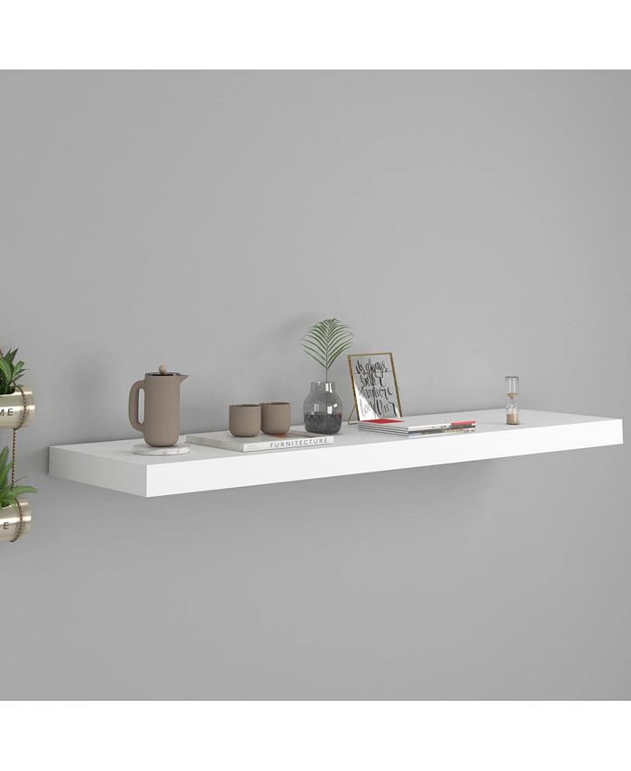 vidaXL Floating Wall Shelf White 35.4"x9.3"x1.5" MDF Macy's
