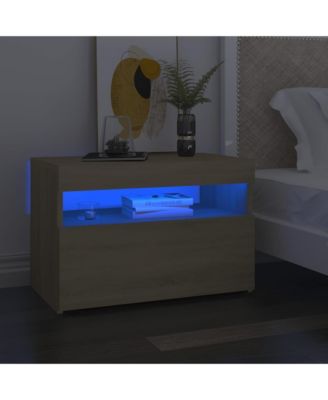 Bedside Cabinet & LED Lights 2 pcs Sonoma Oak 23.6"x13.8"x15.7"