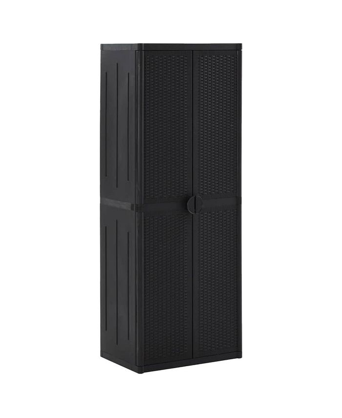 vidaXL Garden Storage Black 25.6"x17.7"x67.7" PP Rattan Macy's