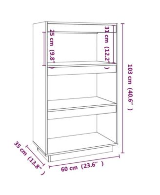 Book Cabinet/Room Divider Black 23.6"x13.8"x40.6" Solid Wood Pine