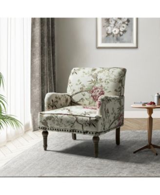 Montross Traditional Wooden Upholstered  Armchair with Floral Patterns