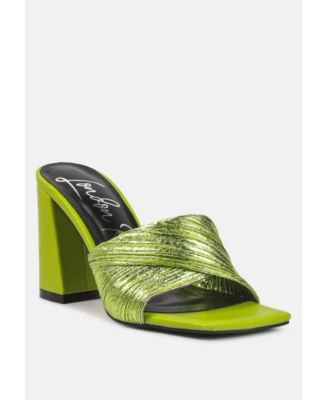 Womens Salty You Crinkled Triangular Block Heel Sandals