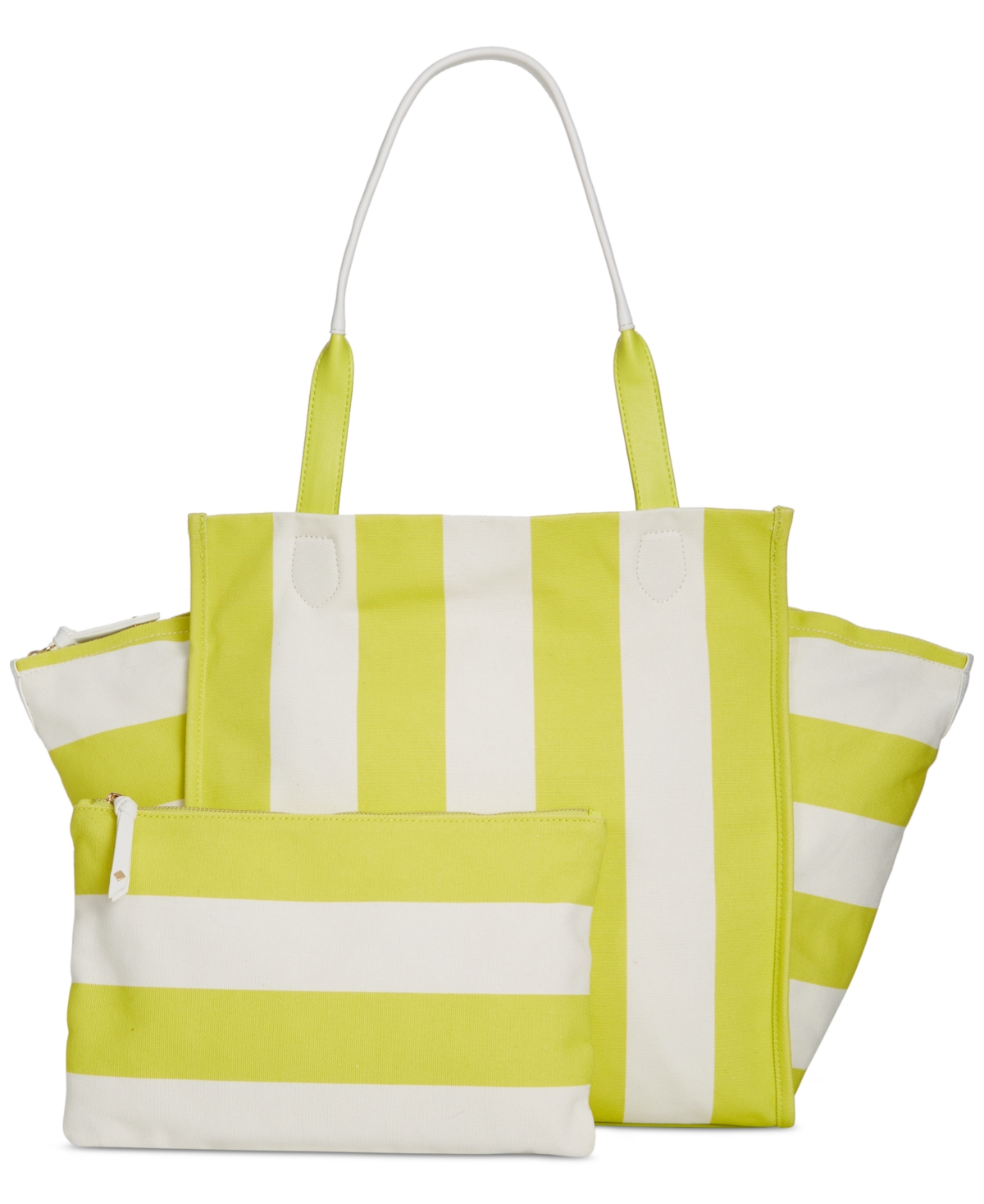 On 34th Cynthiah Extra Large Canvas Tote, Created For Macy's In Lemonlime Strp