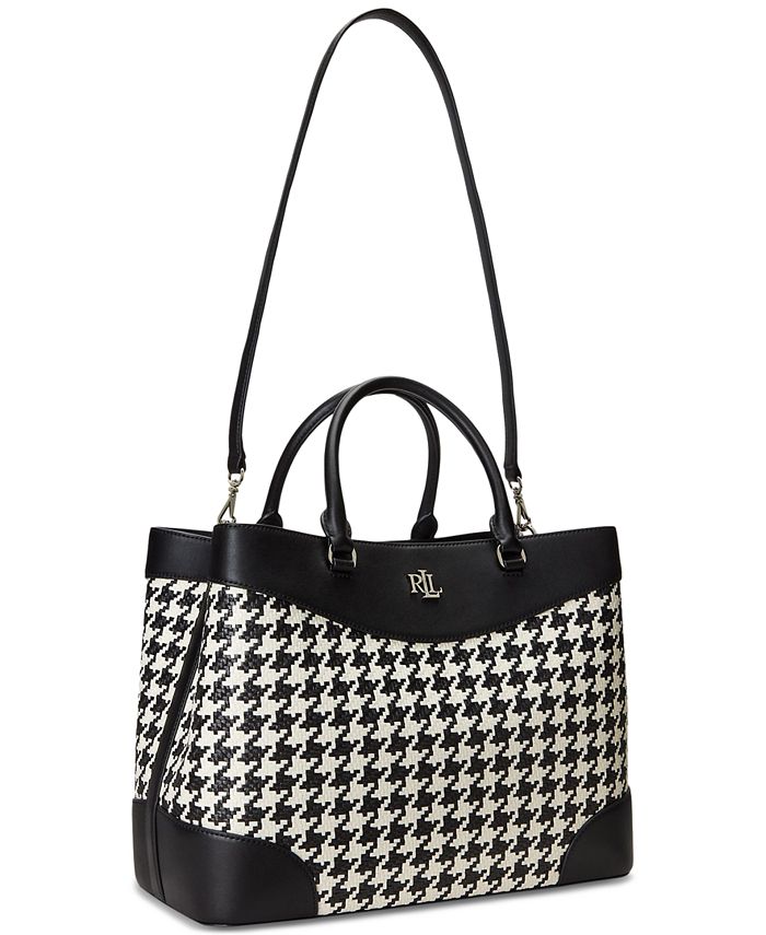 Lauren Ralph Lauren Houndstooth Woven Large Marcy Satchel Macy's
