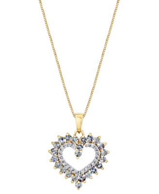 10KT White Gold Tanzanite & outlet Diamond Heart Necklace