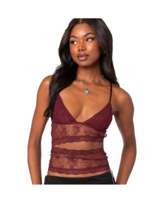 Women's Spice cut out sheer lace tank top