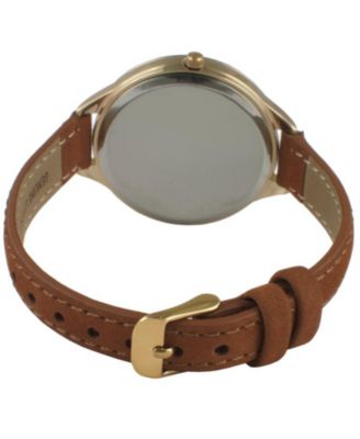 Women 38mm Watch Multi Function Suede Leather Strap