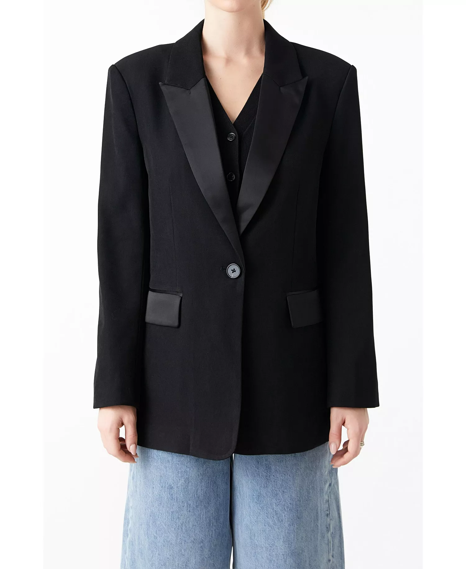 Grey Lab Women's Tuxedo Oversized Jacket