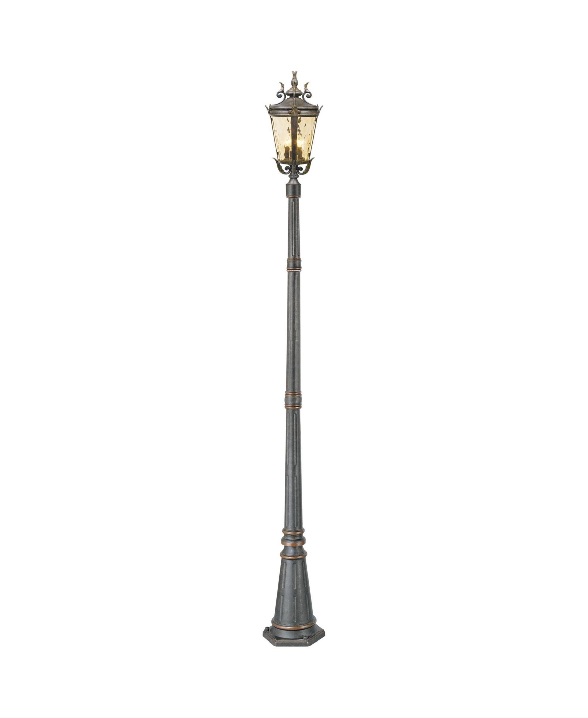 Marseille Traditional Outdoor Post Light with Flat Base Pole Veranda Bronze 99 3/4" Champagne Hammered Glass for Exterior House Porch Patio Outside De