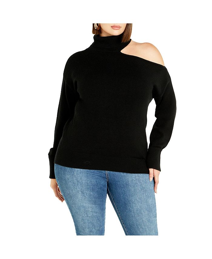 Plus size sales cold shoulder sweater