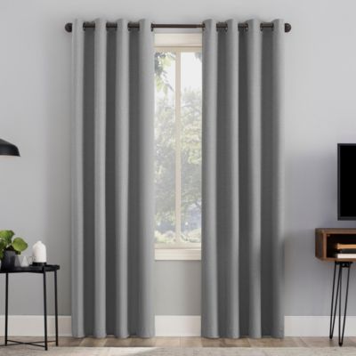 Cayden Grid Texture Draft Shield Fleece Insulated 100% Blackout Grommet Curtain Panel