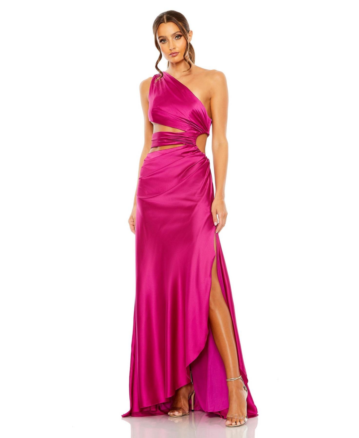 Mac Duggal Women's Cut Out One Shoulder Satin Gown - Magenta