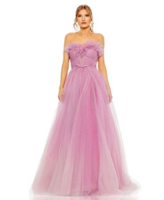 One-Shoulder Glitter Tulle Gown with Lace-Up Back Regency main image 1