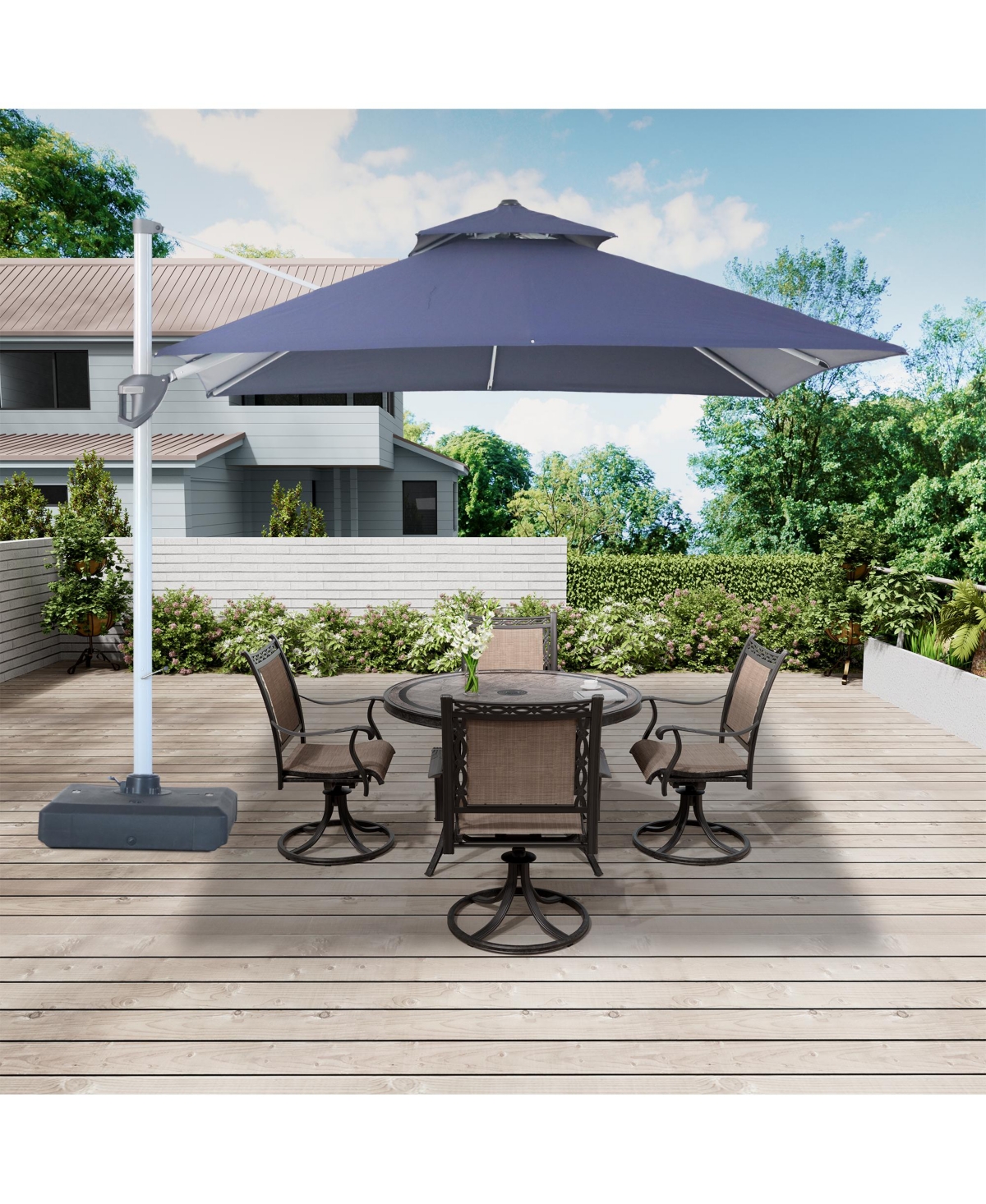 Mondawe 10ft 2-Tier Square Cantilever Outdoor Patio Umbrella with Included Cover