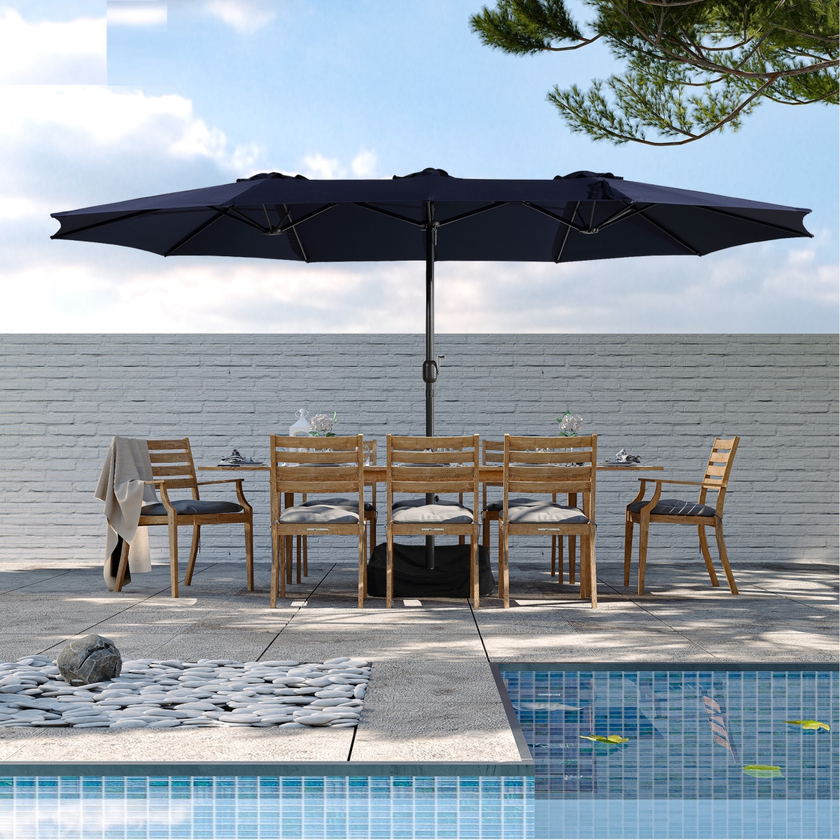 Mondawe ft Double Sided Twin Outdoor Patio Market Umbrella for Balcony