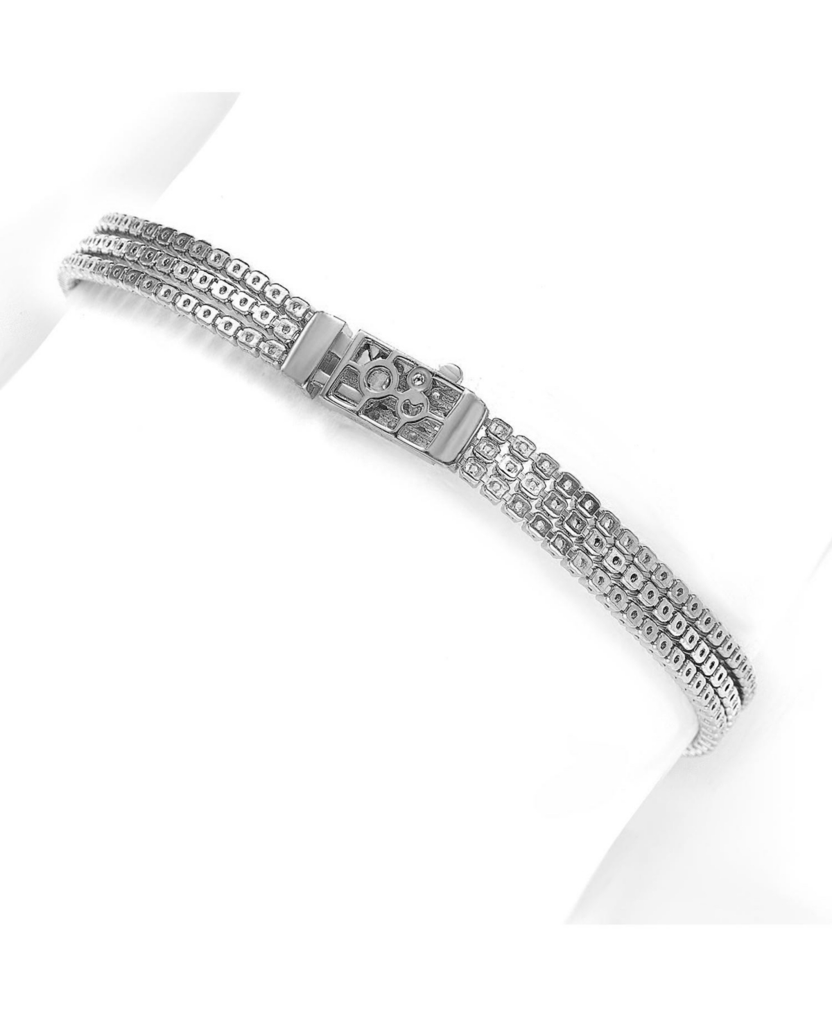 Suzy Levian Sterling Silver Cubic Zirconia 3 Row Tennis Bracelet